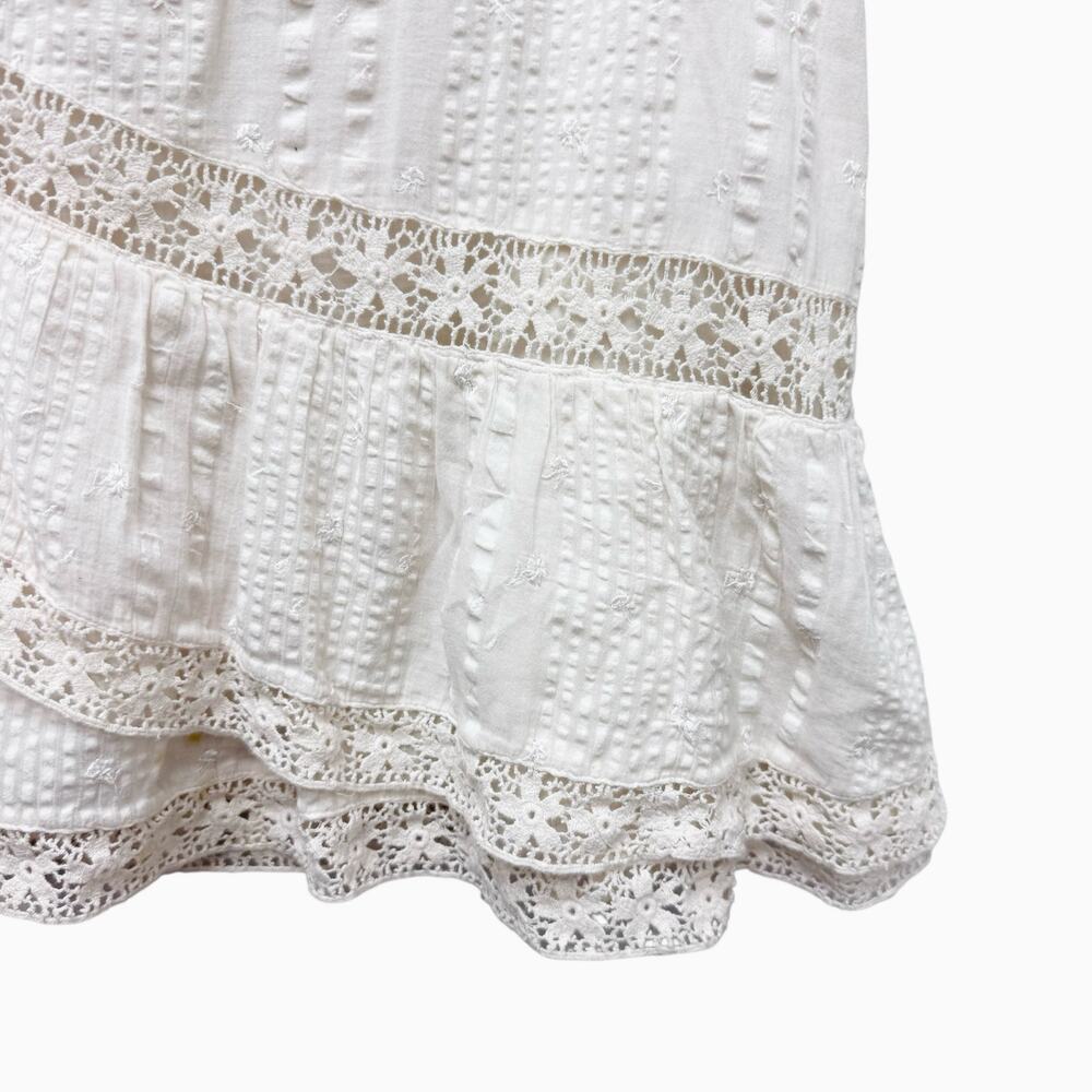 LoveShackFancy Ruffled Mini Skirt in Ivory White Women’s Size‎ Large - Picture 3 of 9
